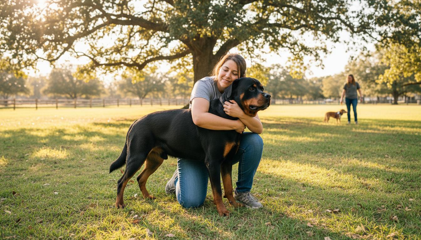 Test1 volunteer with a rescued dog